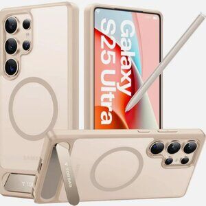 TORRAS Strong Magnetic & Seamless Stand Samsung Galaxy S25 Ultra Case, Gold Edge